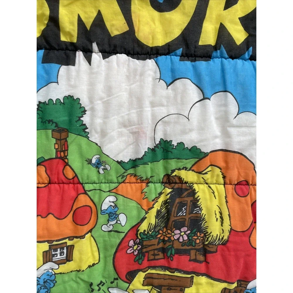 Vintage 1980s Smurf Sleeping Bag Birthday Party Wallace Berrie & Co Retro 80s
